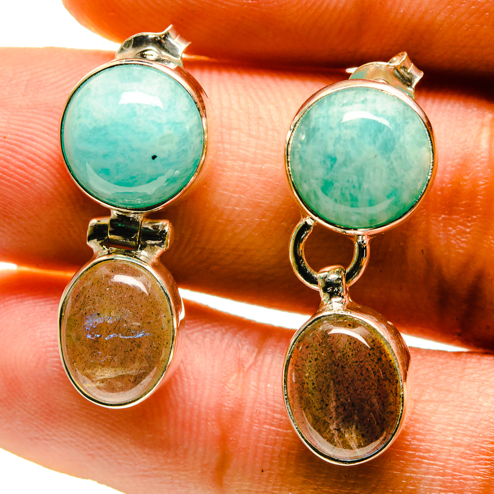 Peruvian Amazonite, Labradorite Earrings handcrafted by Ana Silver Co - EARR416820