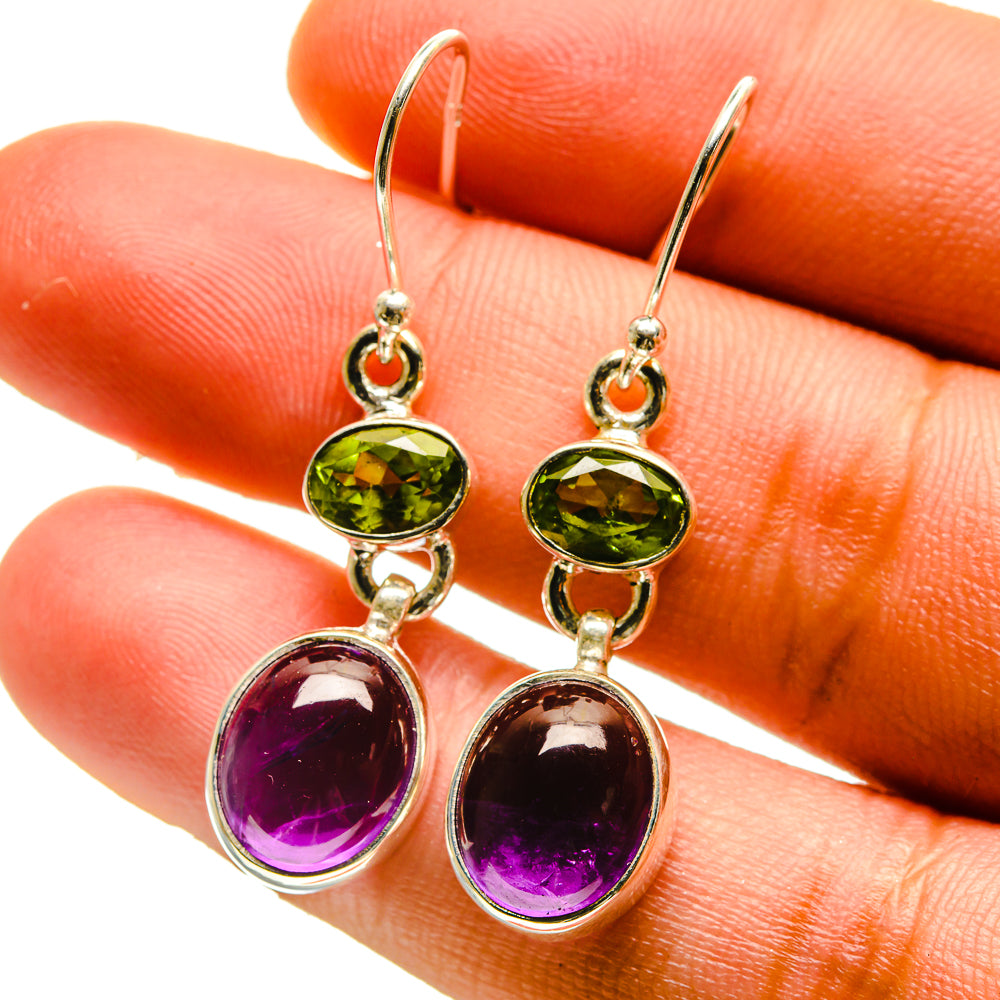 Amethyst, Peridot Earrings handcrafted by Ana Silver Co - EARR416830