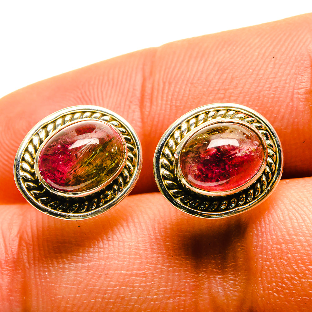 Watermelon Tourmaline Earrings handcrafted by Ana Silver Co - EARR416832