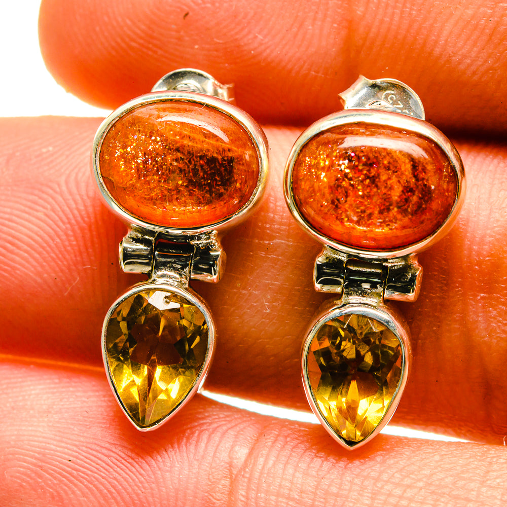 Sunstone, Citrine Earrings handcrafted by Ana Silver Co - EARR416842