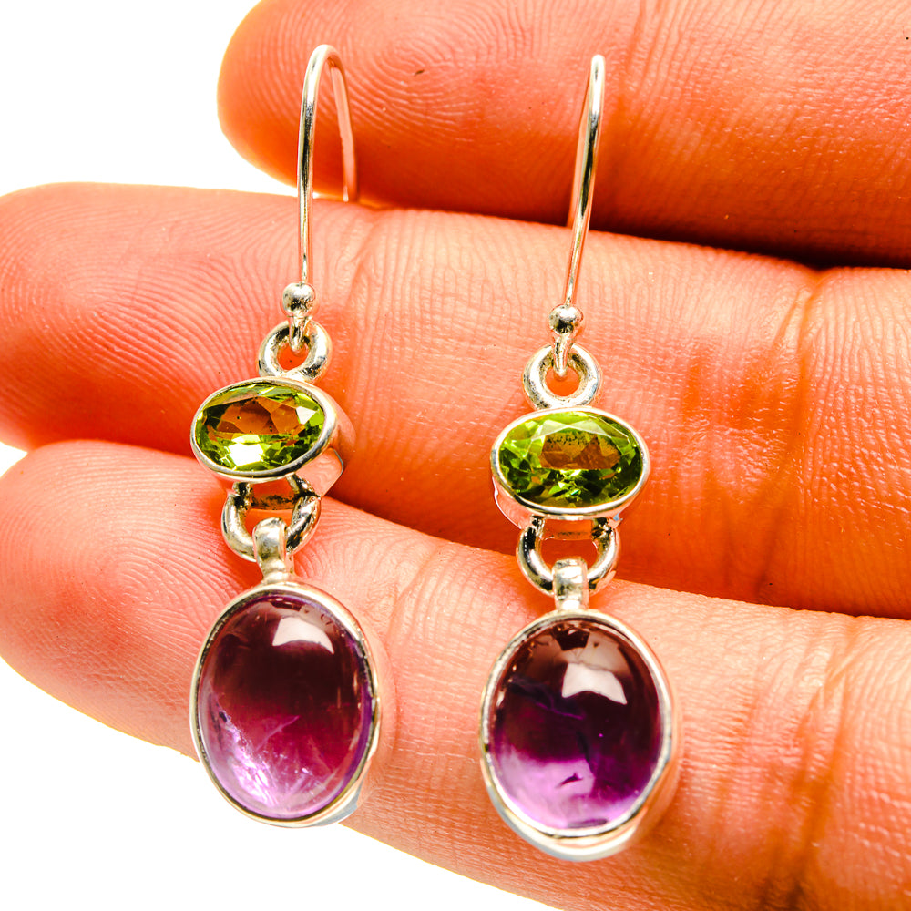 Amethyst, Peridot Earrings handcrafted by Ana Silver Co - EARR416848