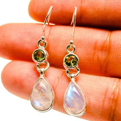 Rainbow Moonstone, Peridot Earrings handcrafted by Ana Silver Co - EARR416850