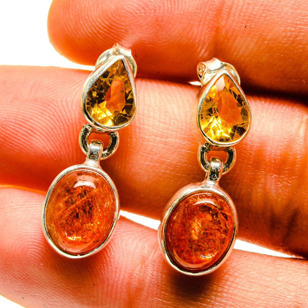 Sunstone, Citrine Earrings handcrafted by Ana Silver Co - EARR416856