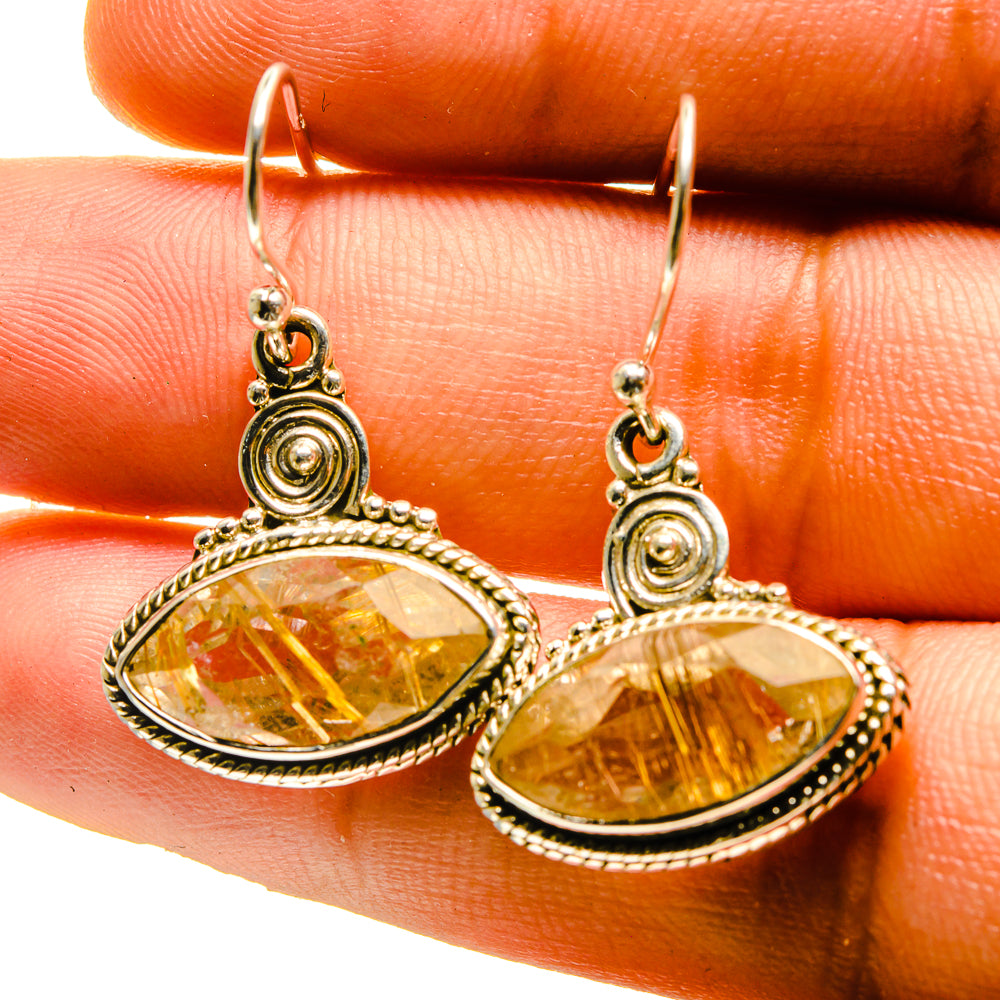 Rutilated Quartz Earrings handcrafted by Ana Silver Co - EARR416857