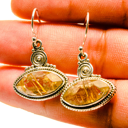 Rutilated Quartz Earrings handcrafted by Ana Silver Co - EARR416857