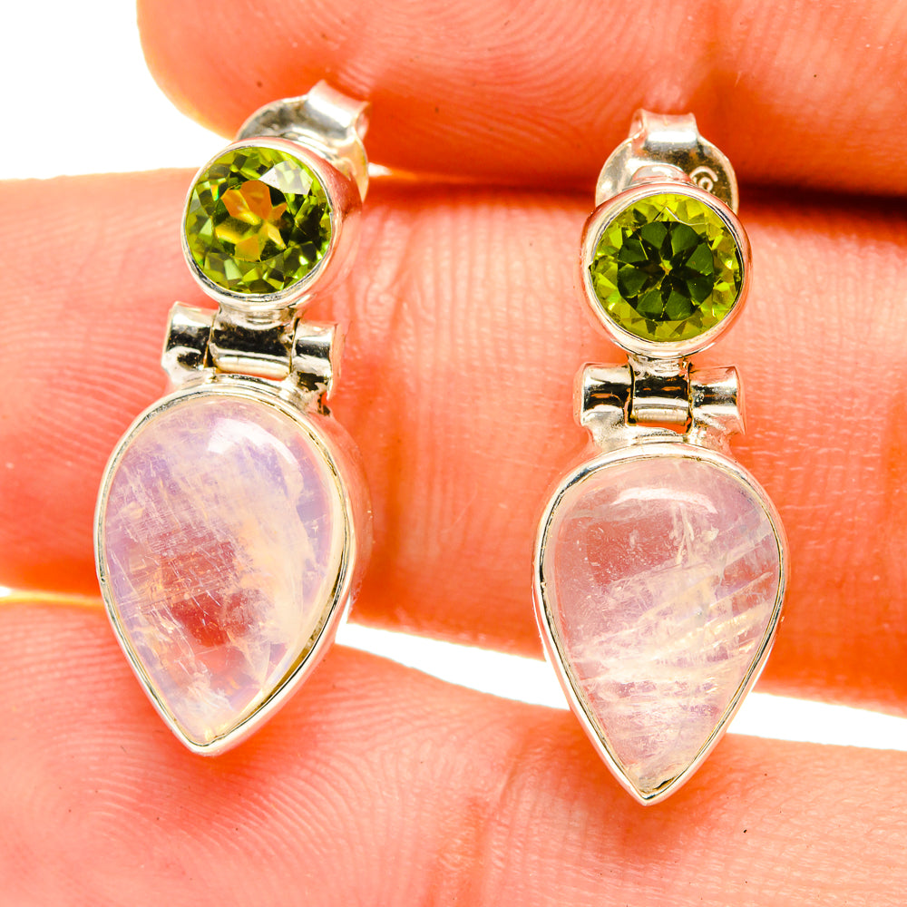 Rainbow Moonstone Earrings handcrafted by Ana Silver Co - EARR416874