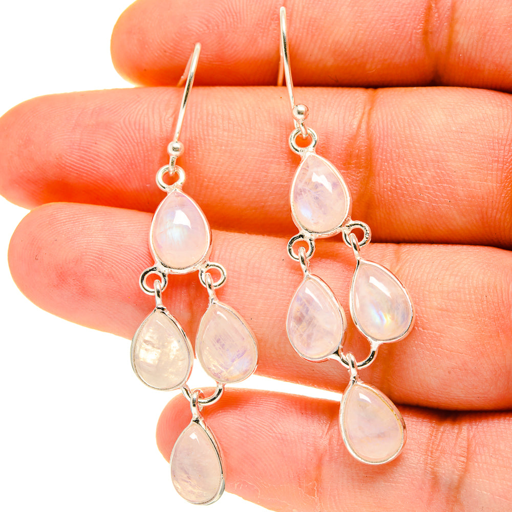 Rainbow Moonstone Earrings handcrafted by Ana Silver Co - EARR416876