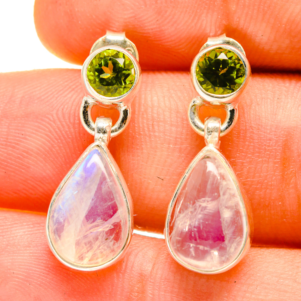 Rainbow Moonstone Earrings handcrafted by Ana Silver Co - EARR416878