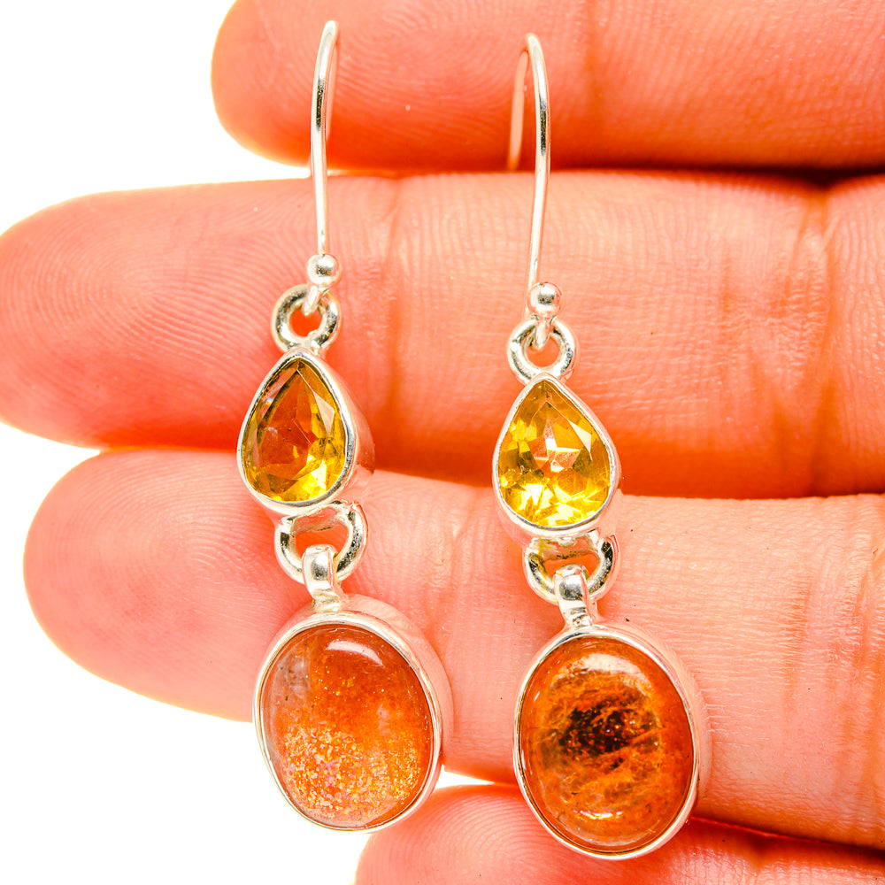 Sunstone Earrings handcrafted by Ana Silver Co - EARR416892