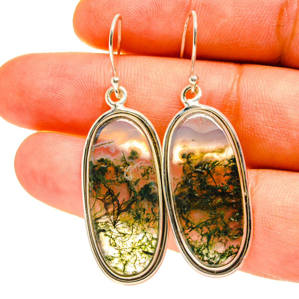 Green Moss Agate Earrings handcrafted by Ana Silver Co - EARR416894