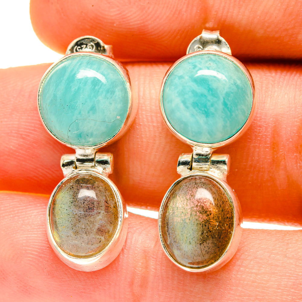 Peruvian Amazonite Earrings handcrafted by Ana Silver Co - EARR416898