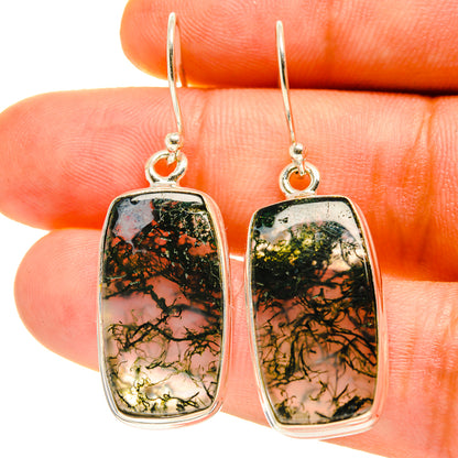 Green Moss Agate Earrings handcrafted by Ana Silver Co - EARR416903