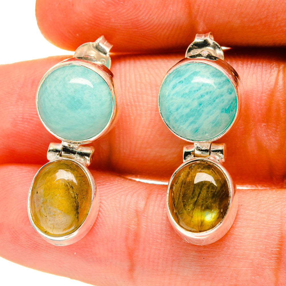 Peruvian Amazonite Earrings handcrafted by Ana Silver Co - EARR416915
