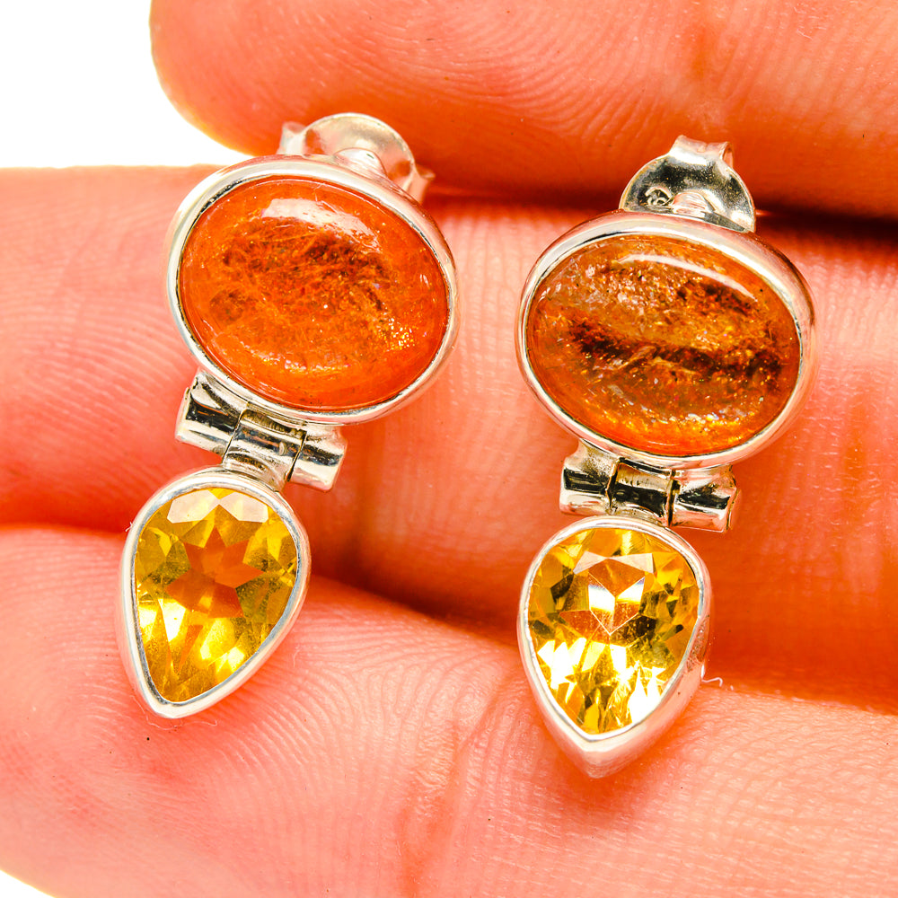 Sunstone Earrings handcrafted by Ana Silver Co - EARR416921