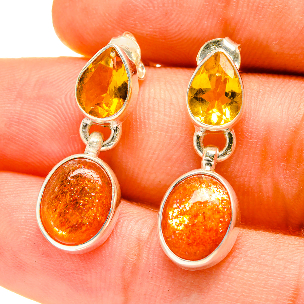 Sunstone Earrings handcrafted by Ana Silver Co - EARR416934