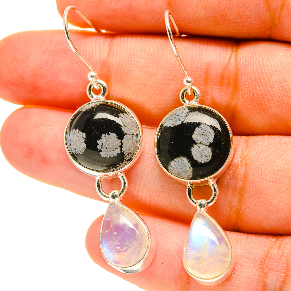 Snowflake Obsidian Earrings handcrafted by Ana Silver Co - EARR416943
