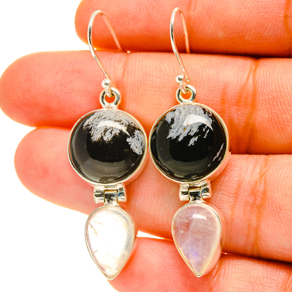 Snowflake Obsidian Earrings handcrafted by Ana Silver Co - EARR416945