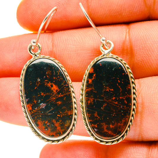 Bloodstone Earrings handcrafted by Ana Silver Co - EARR416948