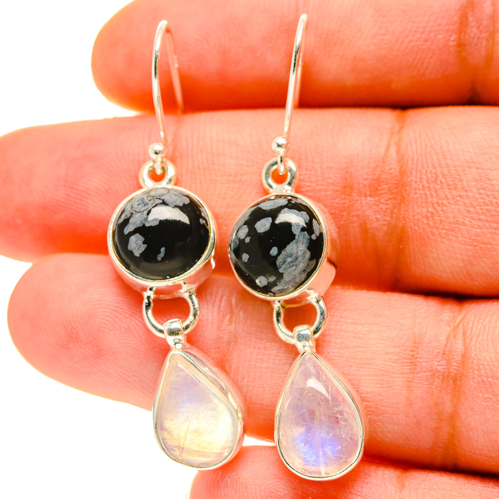 Snowflake Obsidian Earrings handcrafted by Ana Silver Co - EARR416970