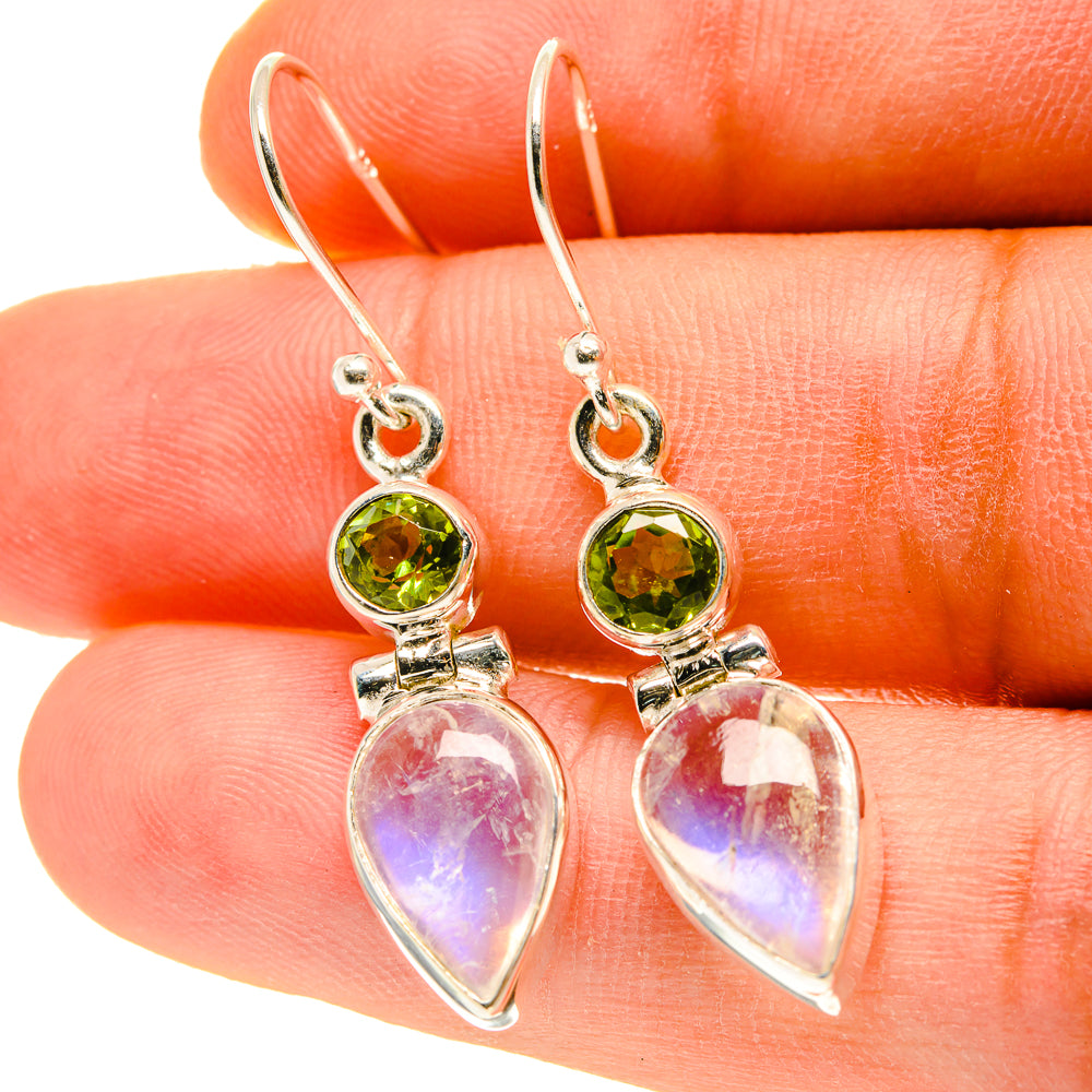 Rainbow Moonstone Earrings handcrafted by Ana Silver Co - EARR416984