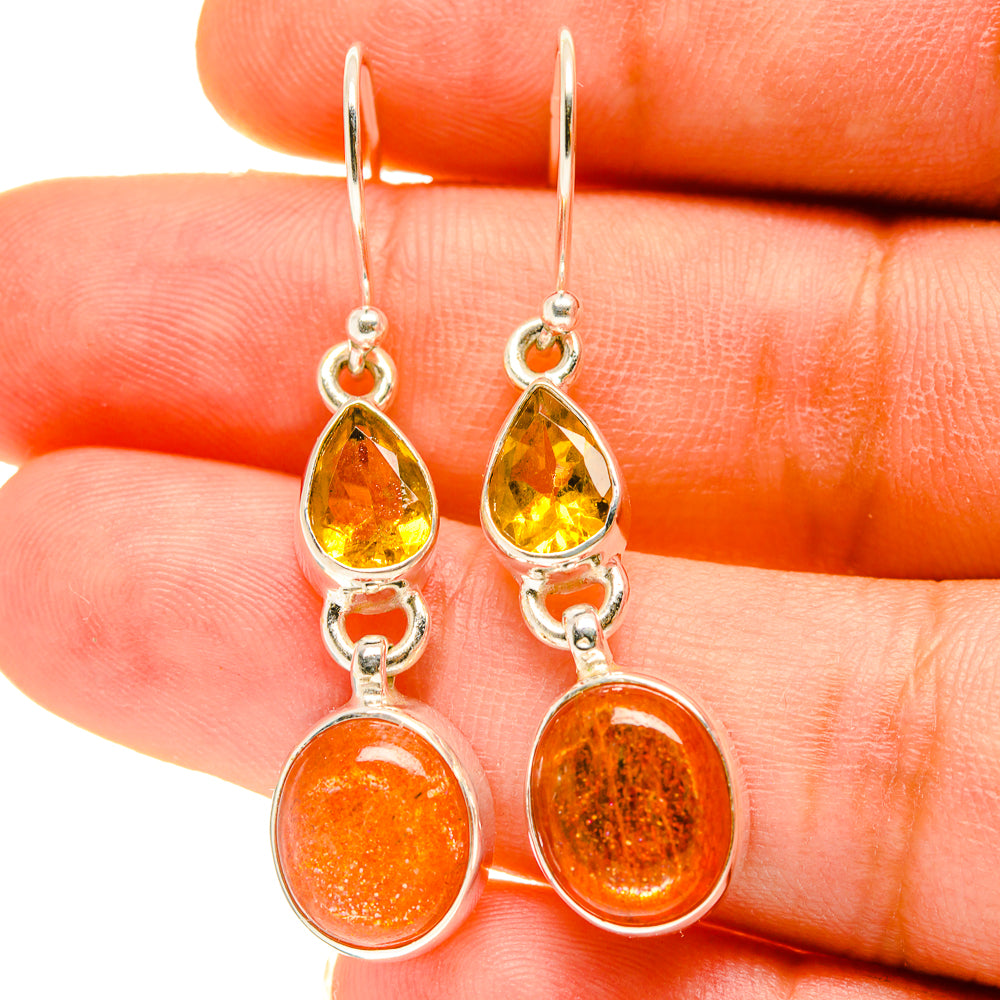 Sunstone Earrings handcrafted by Ana Silver Co - EARR416995