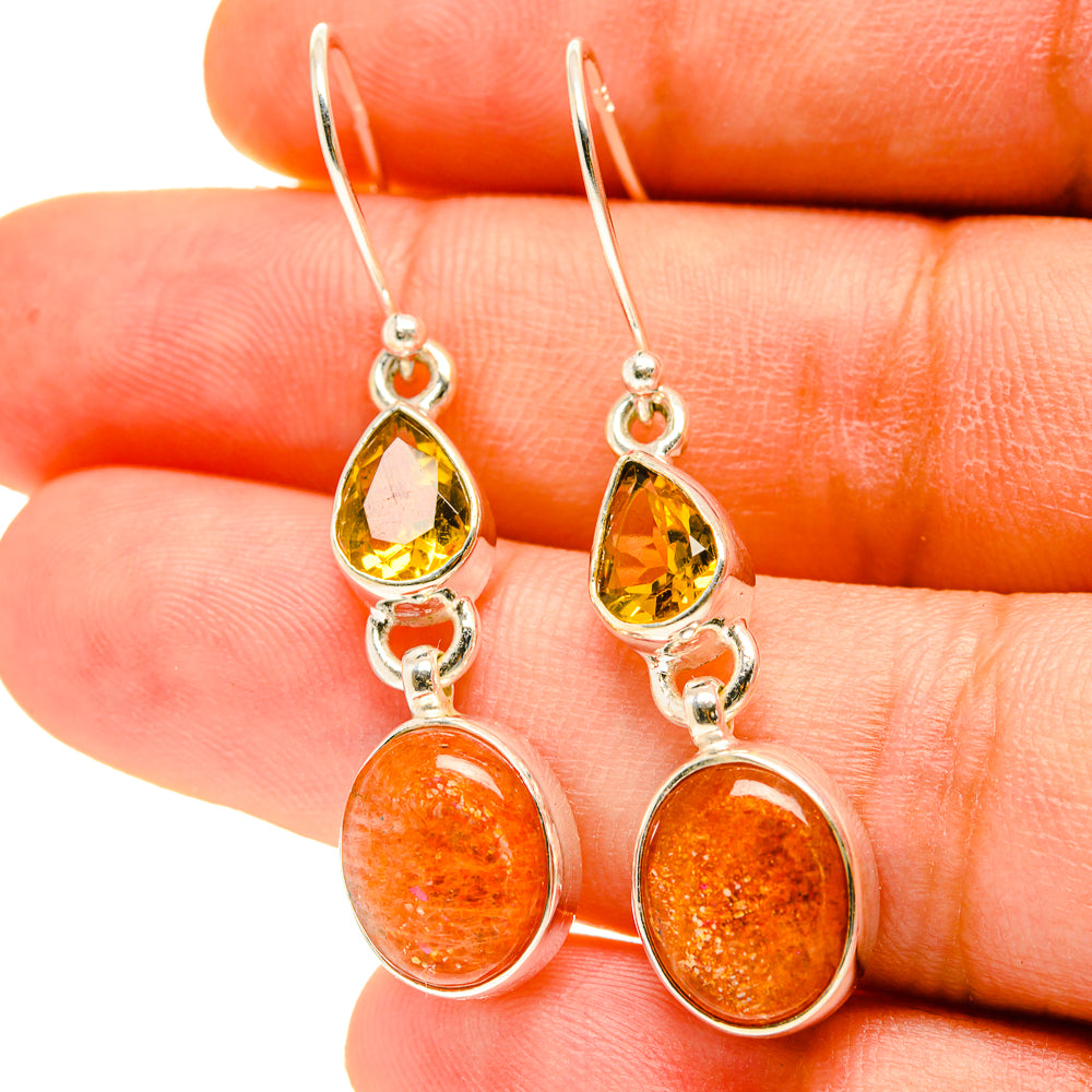 Sunstone Earrings handcrafted by Ana Silver Co - EARR417005
