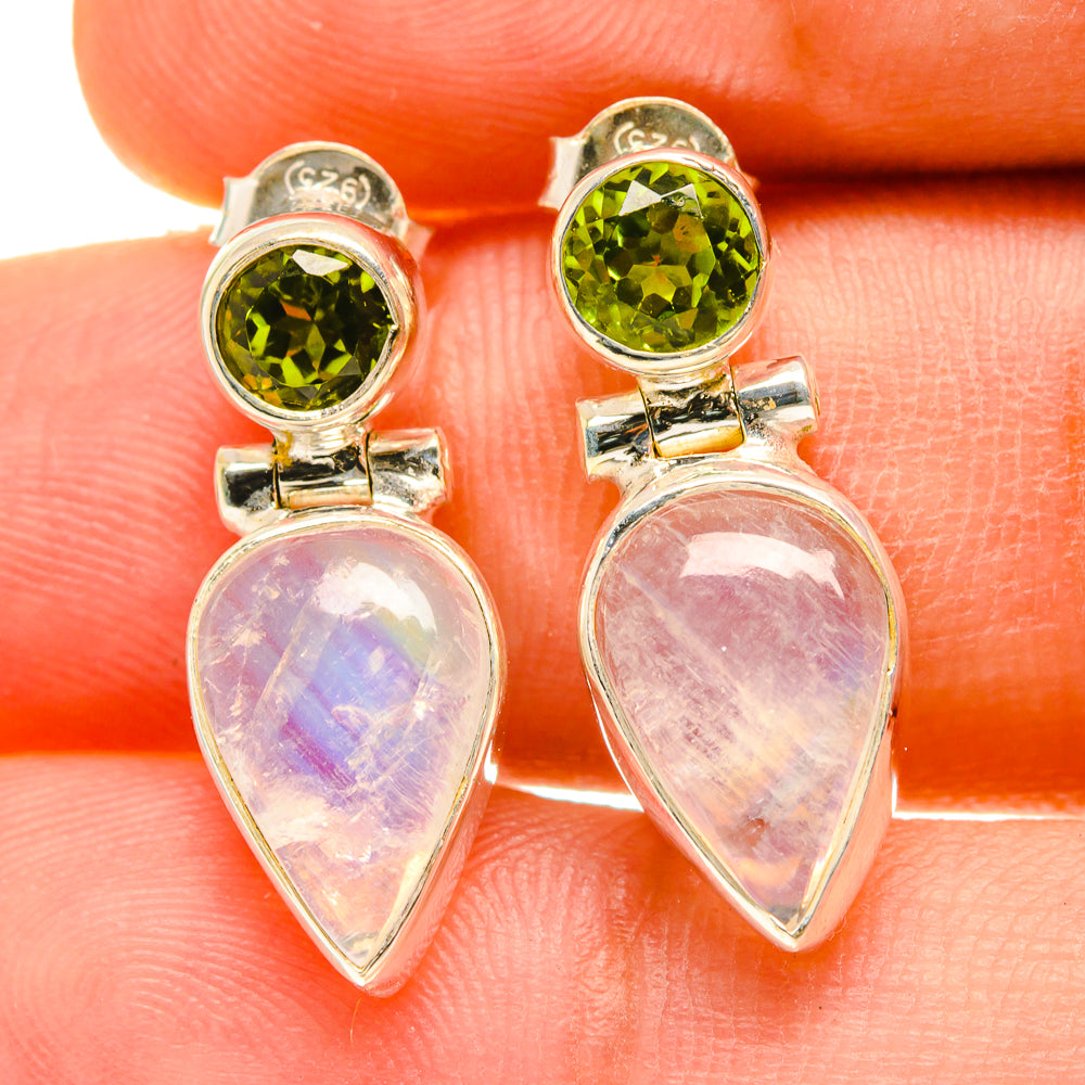 Rainbow Moonstone Earrings handcrafted by Ana Silver Co - EARR417007
