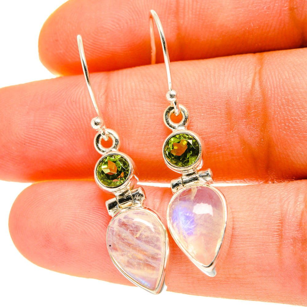 Rainbow Moonstone Earrings handcrafted by Ana Silver Co - EARR417016