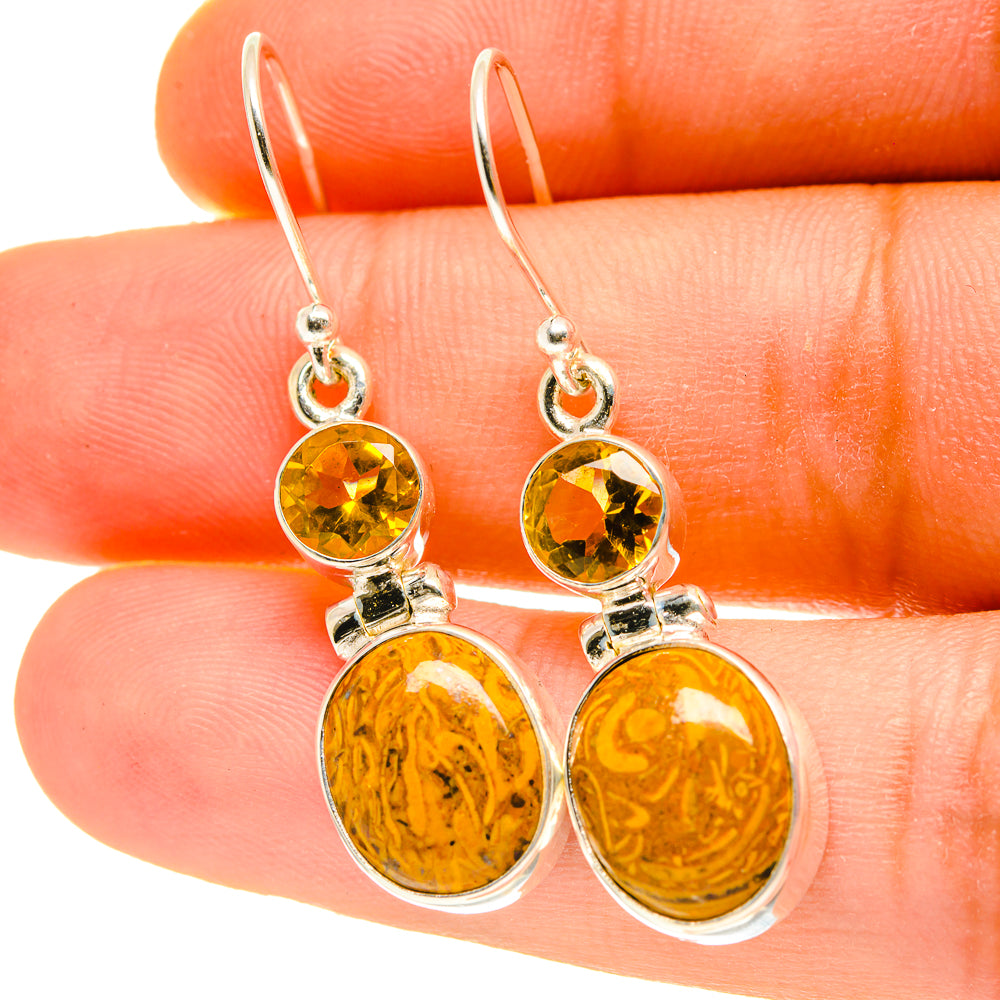 Palm Wood Japer Earrings handcrafted by Ana Silver Co - EARR417018
