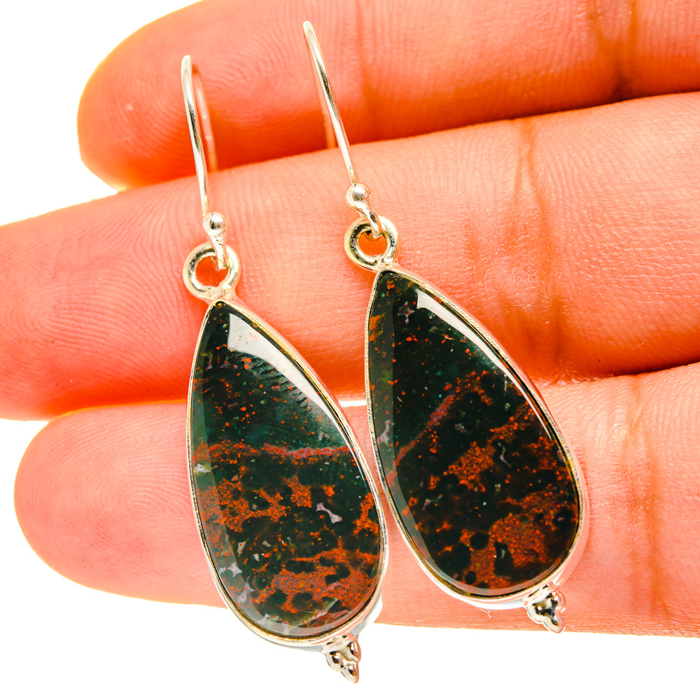 Bloodstone Earrings handcrafted by Ana Silver Co - EARR417023