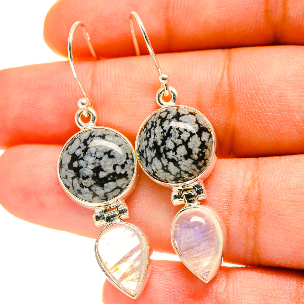Snowflake Obsidian Earrings handcrafted by Ana Silver Co - EARR417031