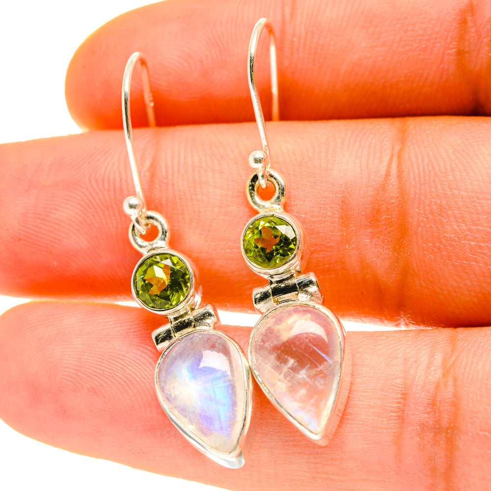 Rainbow Moonstone Earrings handcrafted by Ana Silver Co - EARR417033