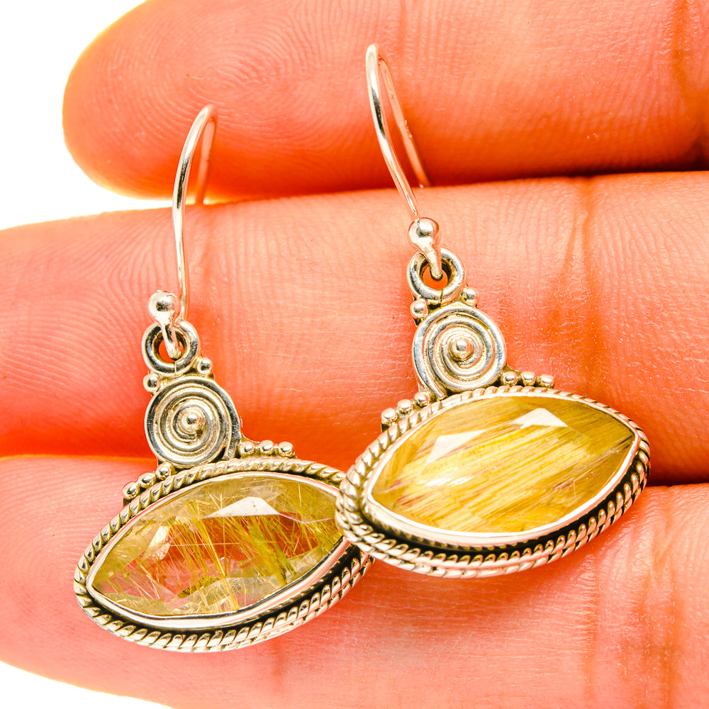 Rutilated Quartz Earrings handcrafted by Ana Silver Co - EARR417034
