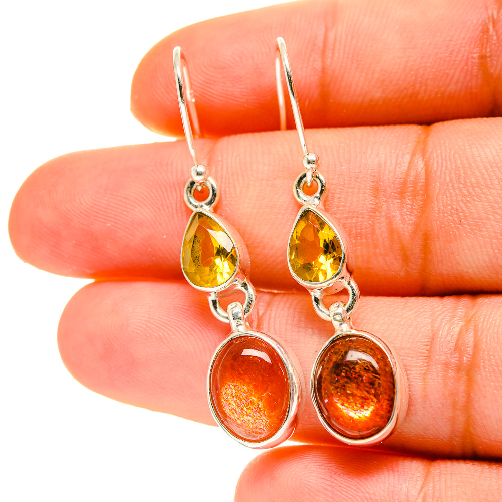 Sunstone Earrings handcrafted by Ana Silver Co - EARR417065