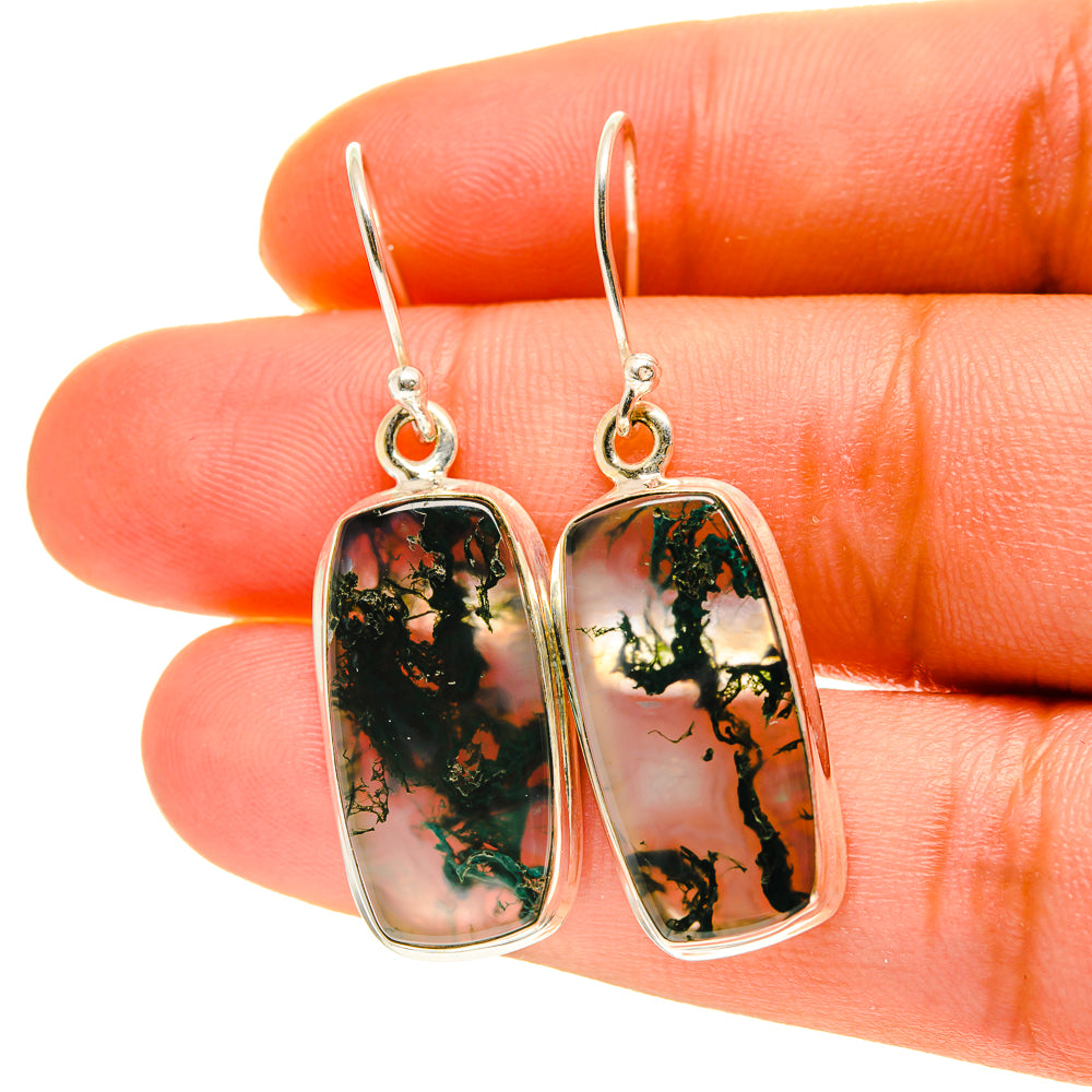 Green Moss Agate Earrings handcrafted by Ana Silver Co - EARR417103
