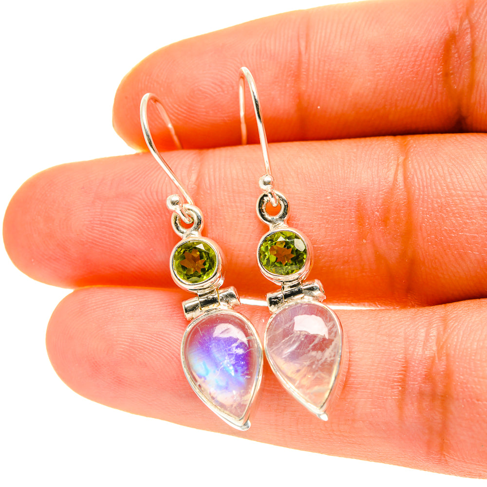 Rainbow Moonstone Earrings handcrafted by Ana Silver Co - EARR417107