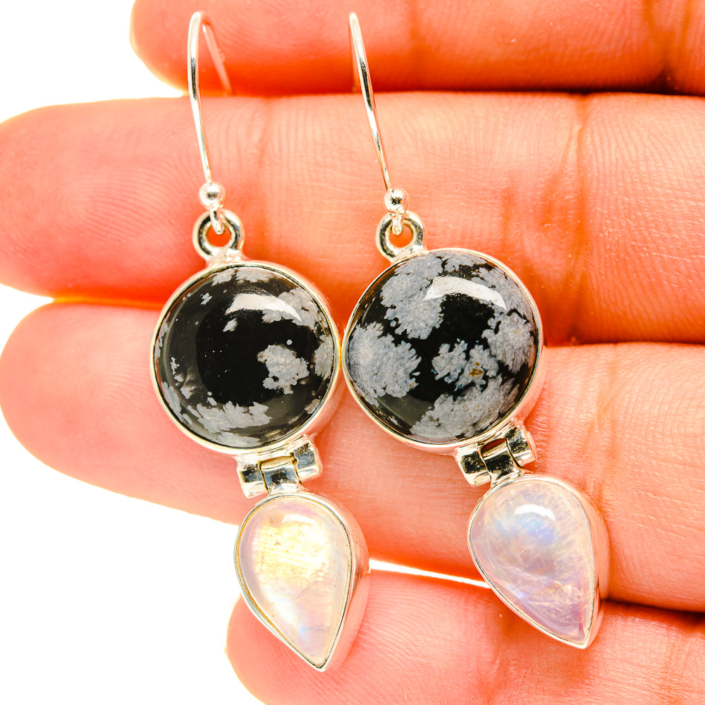 Snowflake Obsidian Earrings handcrafted by Ana Silver Co - EARR417125
