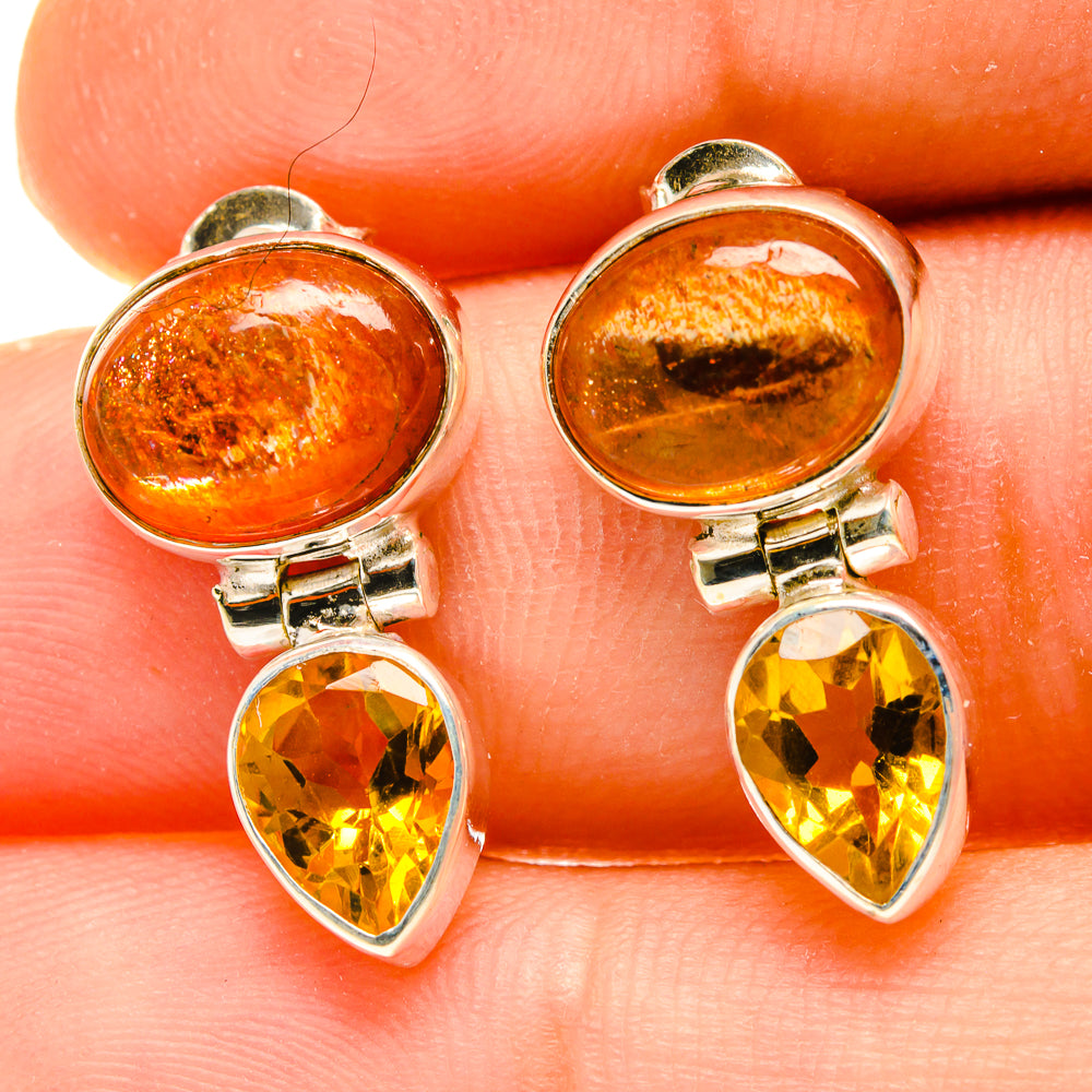 Sunstone Earrings handcrafted by Ana Silver Co - EARR417130