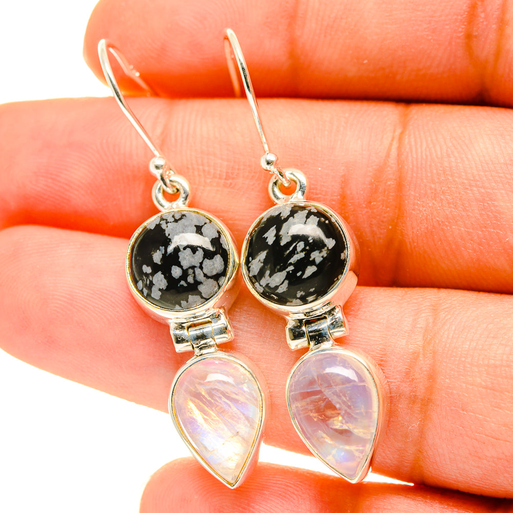Snowflake Obsidian Earrings handcrafted by Ana Silver Co - EARR417131