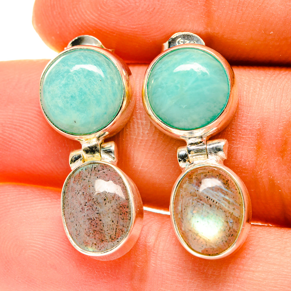 Peruvian Amazonite Earrings handcrafted by Ana Silver Co - EARR417141