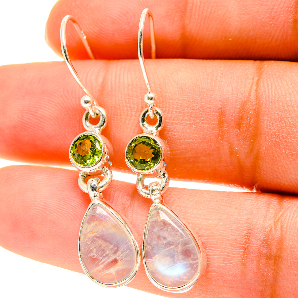 Rainbow Moonstone Earrings handcrafted by Ana Silver Co - EARR417142