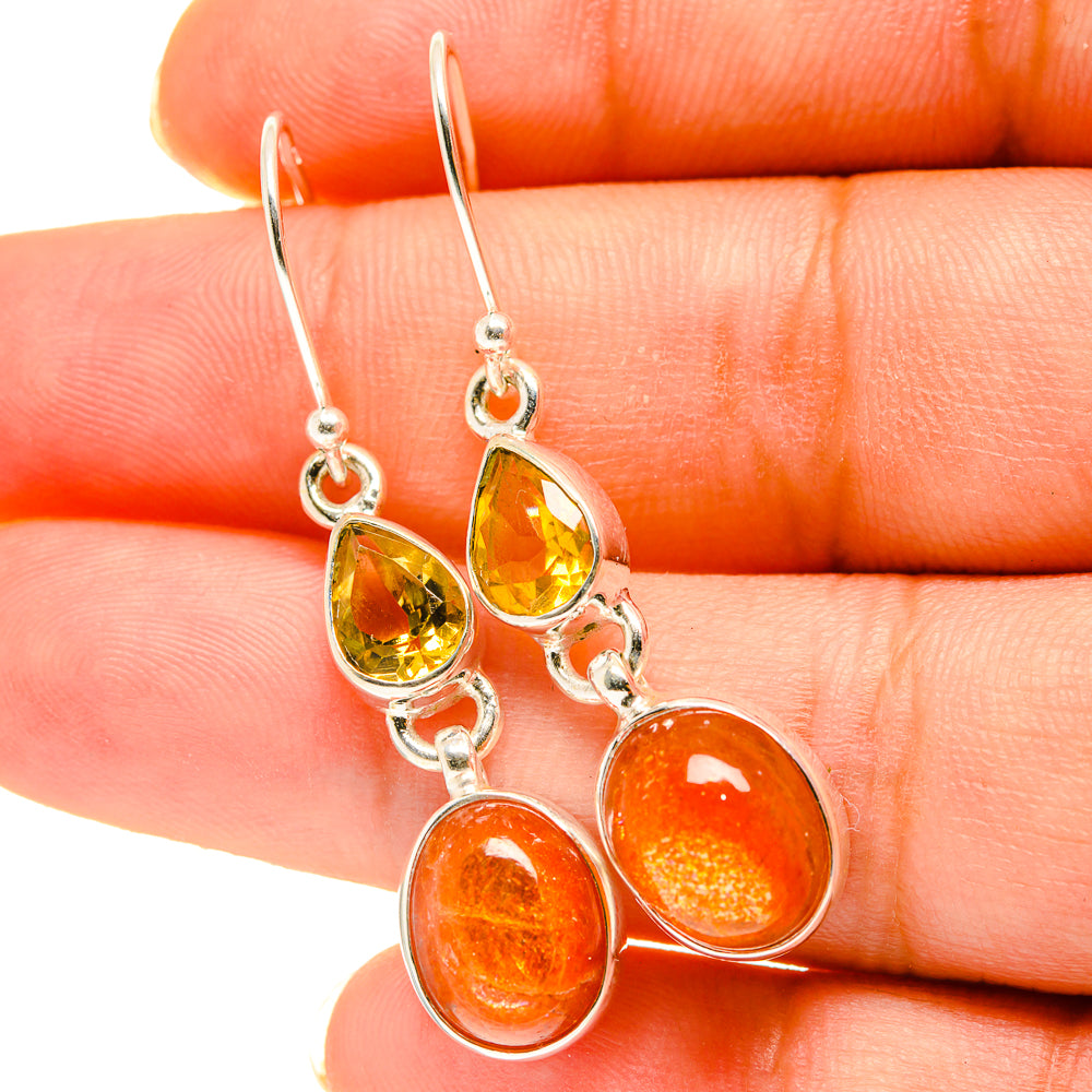 Sunstone Earrings handcrafted by Ana Silver Co - EARR417170