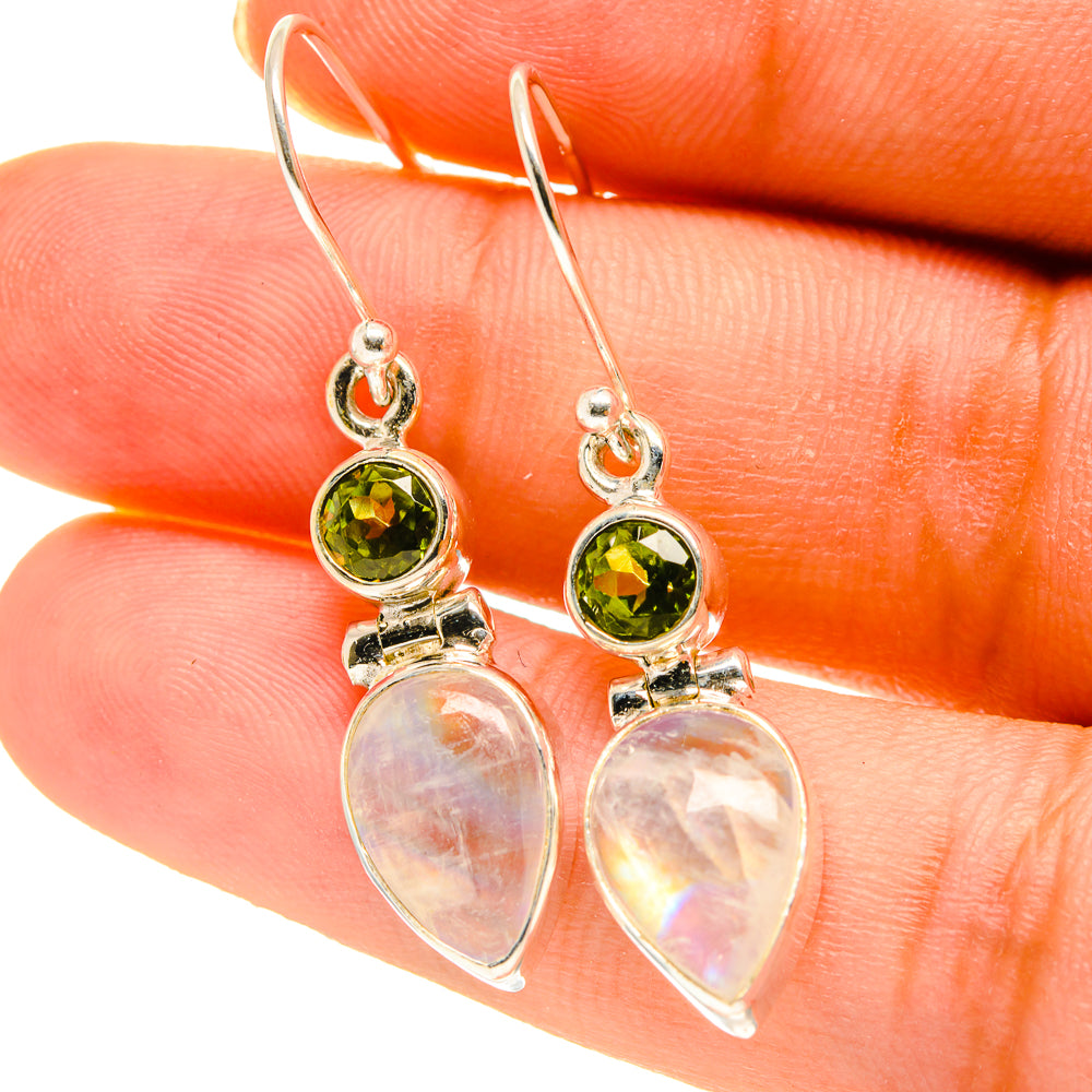 Rainbow Moonstone Earrings handcrafted by Ana Silver Co - EARR417173