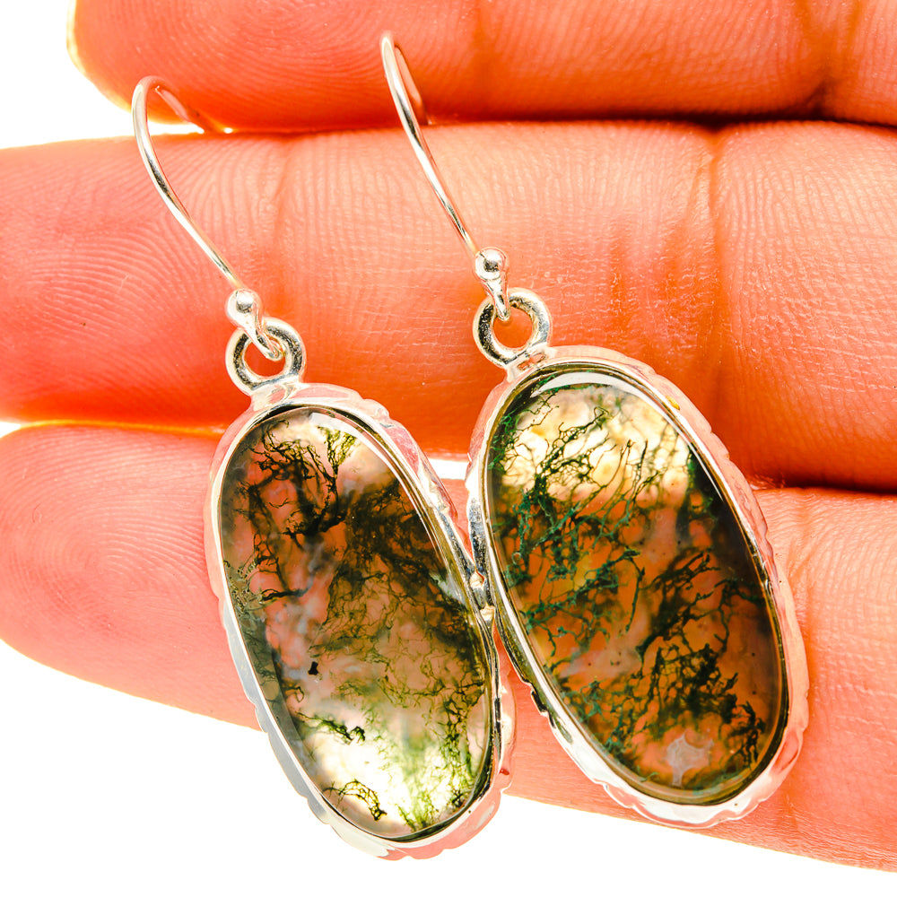 Green Moss Agate Earrings handcrafted by Ana Silver Co - EARR417183