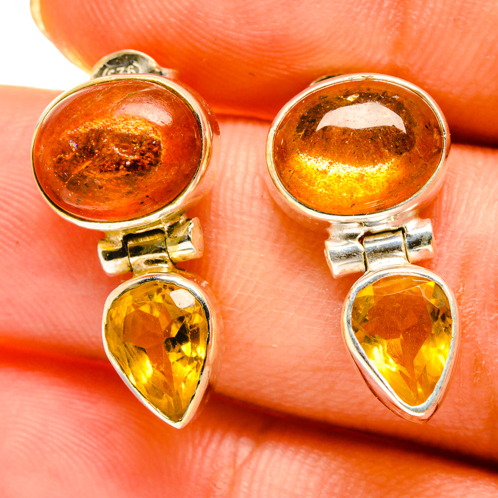 Sunstone Earrings handcrafted by Ana Silver Co - EARR417192
