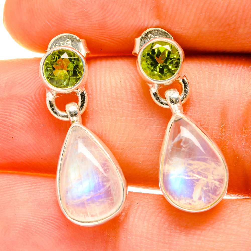 Rainbow Moonstone Earrings handcrafted by Ana Silver Co - EARR417194