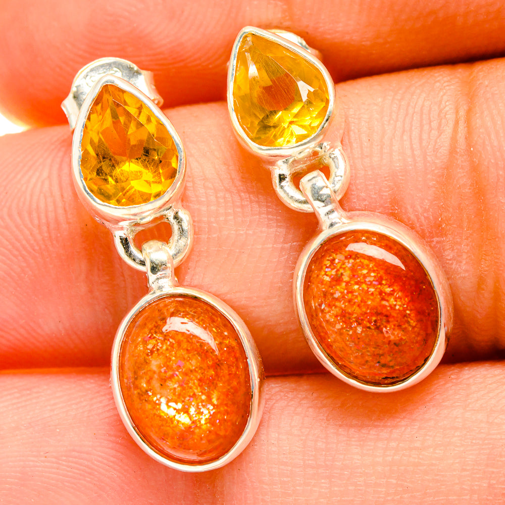Sunstone Earrings handcrafted by Ana Silver Co - EARR417233