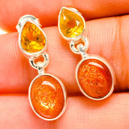 Sunstone Earrings handcrafted by Ana Silver Co - EARR417233