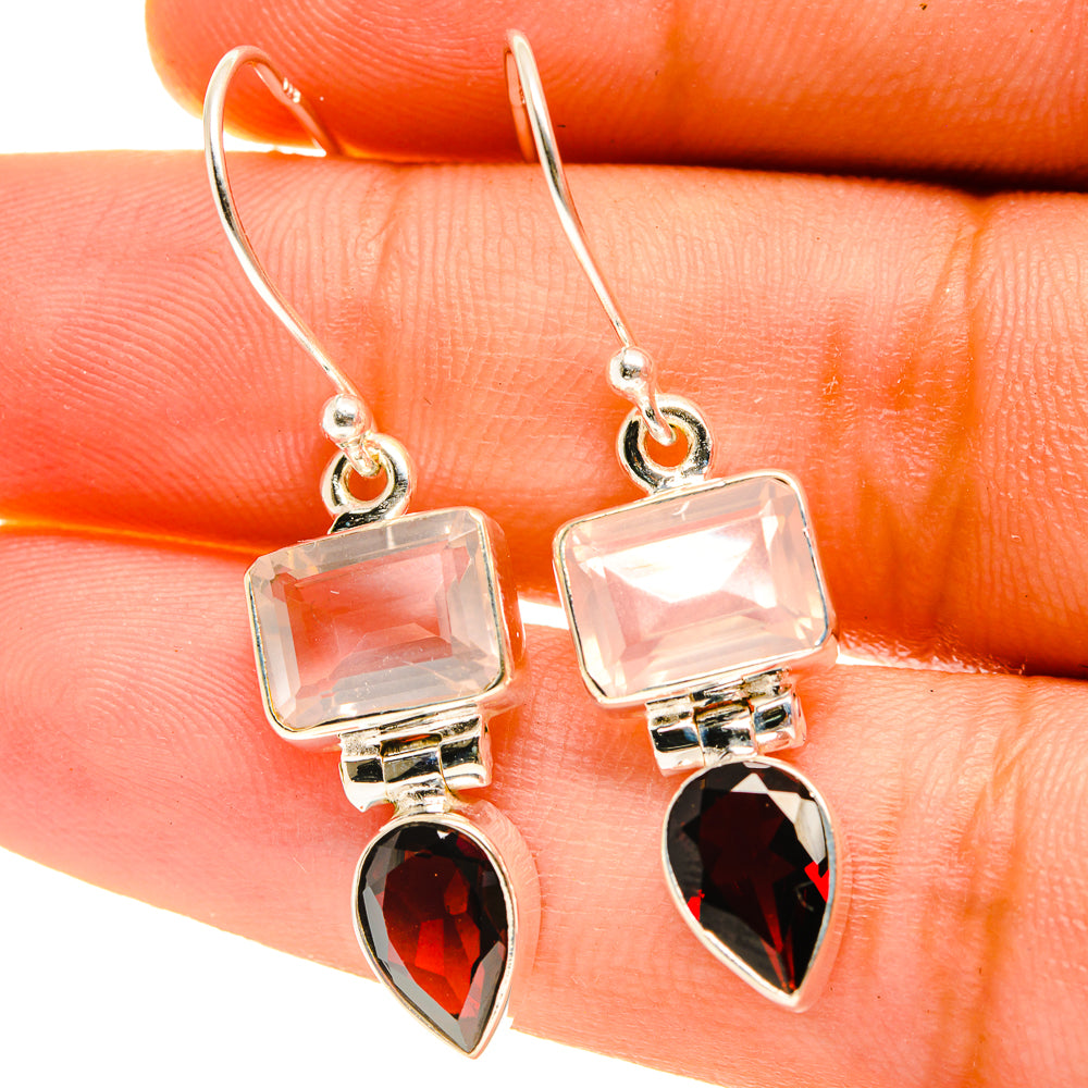Rose Quartz Earrings handcrafted by Ana Silver Co - EARR417235