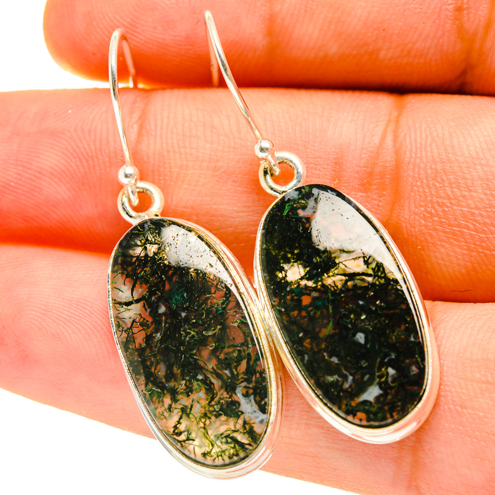 Green Moss Agate Earrings handcrafted by Ana Silver Co - EARR417237